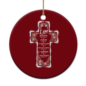 Christian Floral Cross Affirmation Ceramic Ornament Bible Verse Inspirational Faith Girl Christening Floral TS10 1pc Red Print Your Wear
