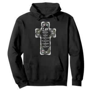 Christian Floral Cross Affirmation Hoodie Bible Verse Inspirational Faith Girl Christening Floral TS10 Black Print Your Wear