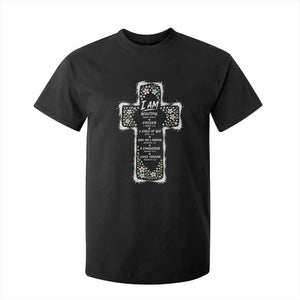 Christian Floral Cross Affirmation T Shirt For Kid Bible Verse Inspirational Faith Girl Christening Floral TS10 Black Print Your Wear