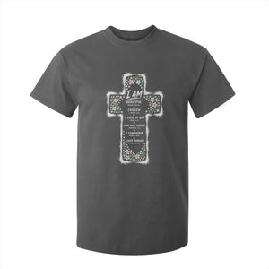 Christian Floral Cross Affirmation T Shirt For Kid Bible Verse Inspirational Faith Girl Christening Floral TS10 Dark Heather Print Your Wear