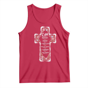 Christian Floral Cross Affirmation Tank Top Bible Verse Inspirational Faith Girl Christening Floral TS10 Red Print Your Wear