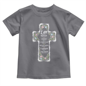 Christian Floral Cross Affirmation Toddler T Shirt Bible Verse Inspirational Faith Girl Christening Floral TS10 Charcoal Print Your Wear