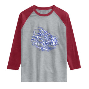Christian Baptism Raglan Shirt Left It In The Water Matthew 28 19 TS10 Heather Gray Heather Red Print Your Wear