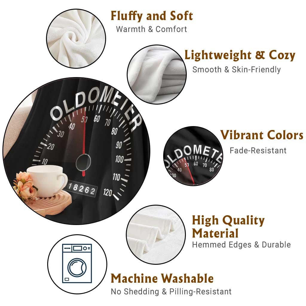 Funny 50th Birthday Throw Blanket Oldometer Odometer 50 Year Old Joke TS10 Print Your Wear