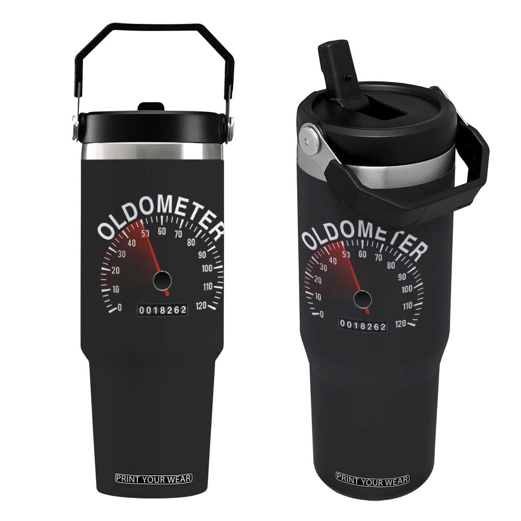Funny 50th Birthday Flip Straw Tumbler Oldometer Odometer 50 Year Old Joke TS10 One Size: 30 oz Black Print Your Wear