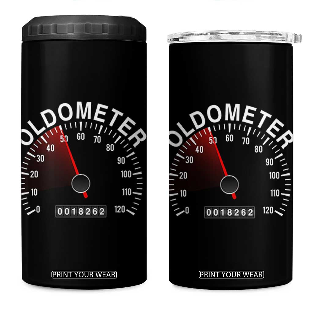 Funny 50th Birthday 4 in 1 Can Cooler Tumbler Oldometer Odometer 50 Year Old Joke TS10 One Size: 16 oz Black Print Your Wear