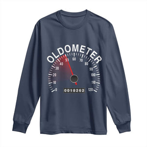 Funny 50th Birthday Long Sleeve Shirt Oldometer Odometer 50 Year Old Joke TS10 Navy Print Your Wear