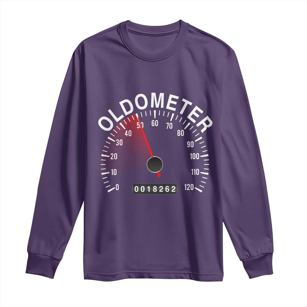 Funny 50th Birthday Long Sleeve Shirt Oldometer Odometer 50 Year Old Joke TS10 Purple Print Your Wear