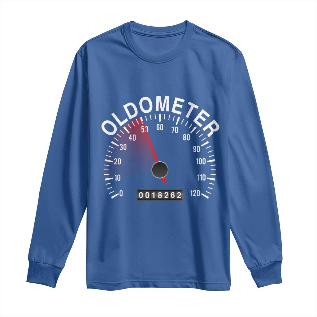 Funny 50th Birthday Long Sleeve Shirt Oldometer Odometer 50 Year Old Joke TS10 Royal Blue Print Your Wear