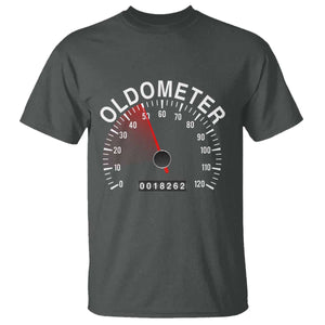 Funny 50th Birthday T Shirt Oldometer Odometer 50 Year Old Joke TS10 Dark Heather Print Your Wear