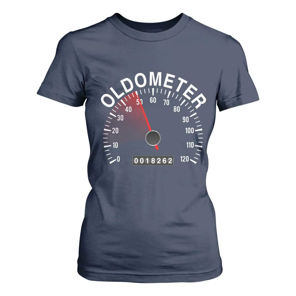 Funny 50th Birthday T Shirt For Women Oldometer Odometer 50 Year Old Joke TS10 Navy Print Your Wear