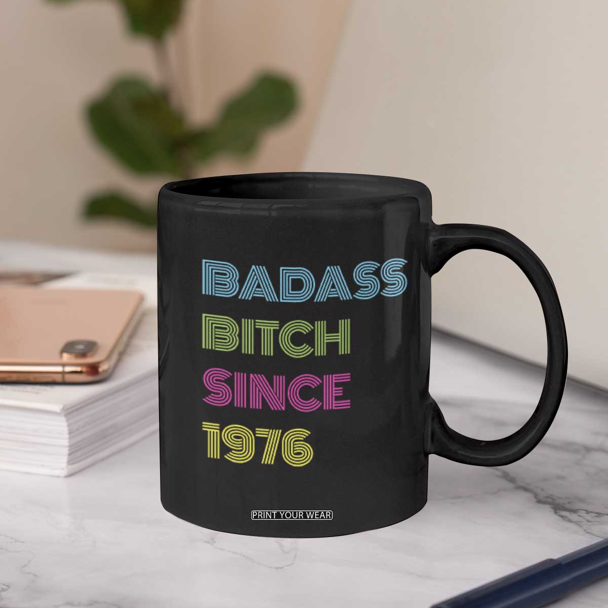 Funny 50th Birthday Coffee Mug Retro Vintage Badass Bih Since 1976 TS10 Print Your Wear