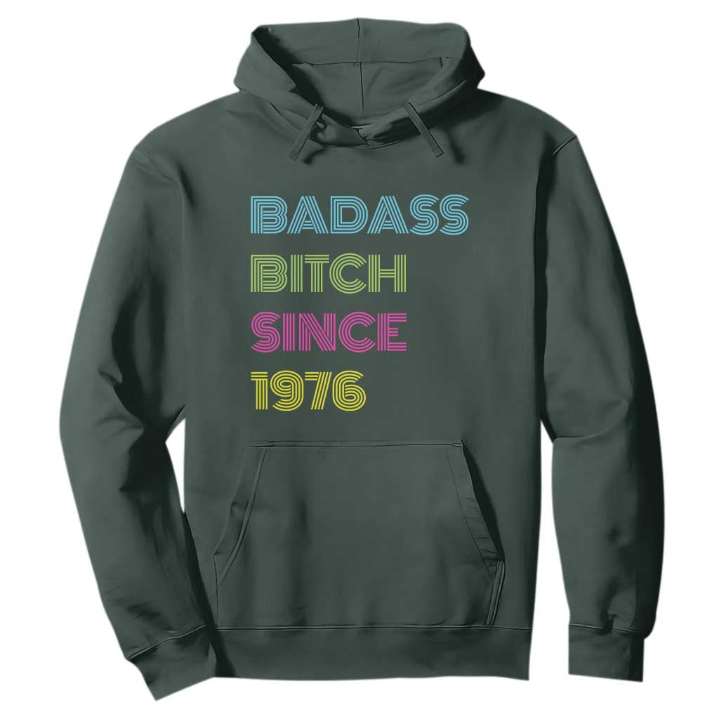 Funny 50th Birthday Hoodie Retro Vintage Badass Bih Since 1976 TS10 Dark Forest Green Print Your Wear