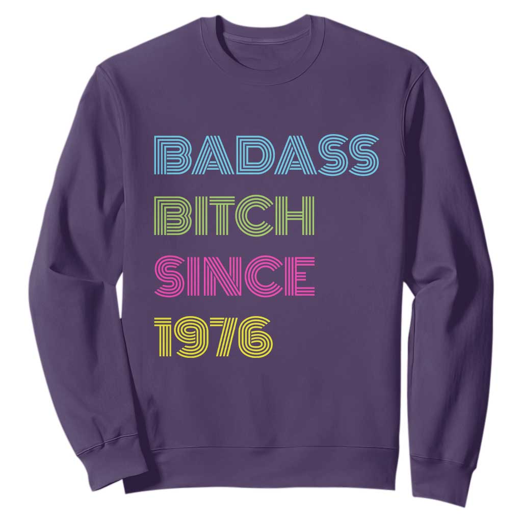 Funny 50th Birthday Sweatshirt Retro Vintage Badass Bih Since 1976 TS10 Purple Print Your Wear