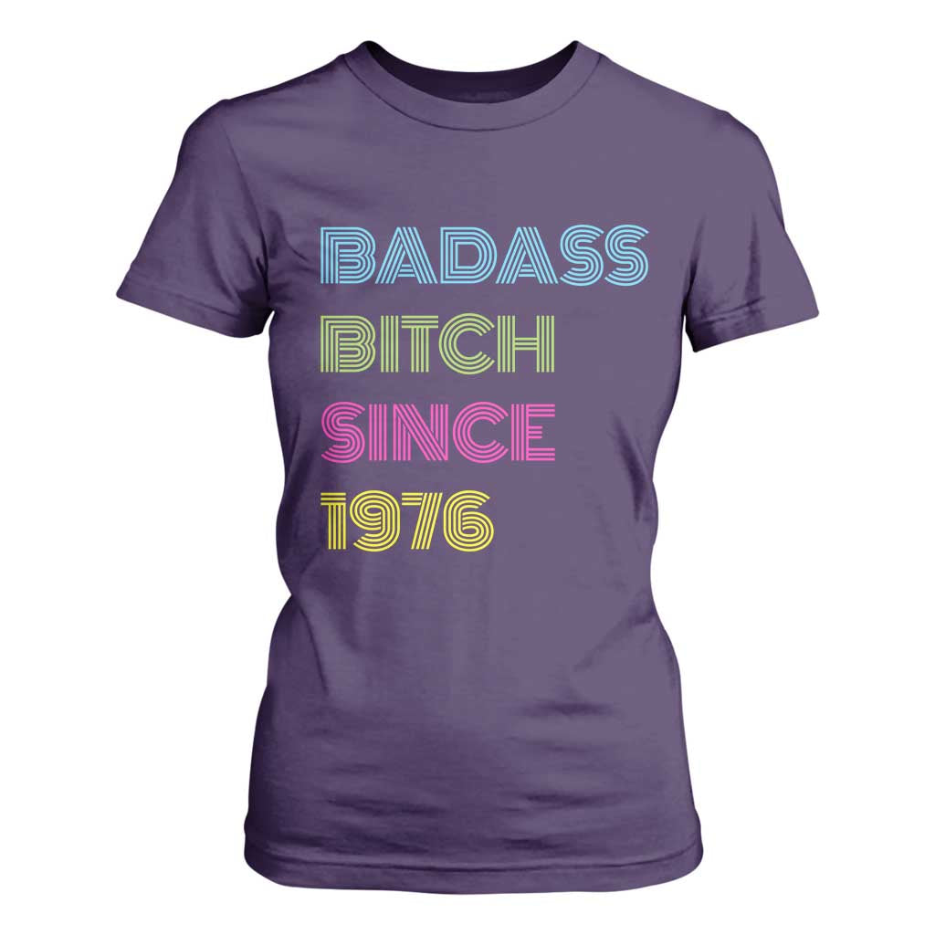 Funny 50th Birthday T Shirt For Women Retro Vintage Badass Bih Since 1976 TS10 Purple Print Your Wear