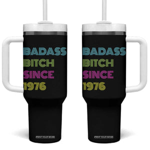 Funny 50th Birthday Tumbler With Handle Retro Vintage Badass Bih Since 1976 TS10 One Size: 40 oz Black Print Your Wear