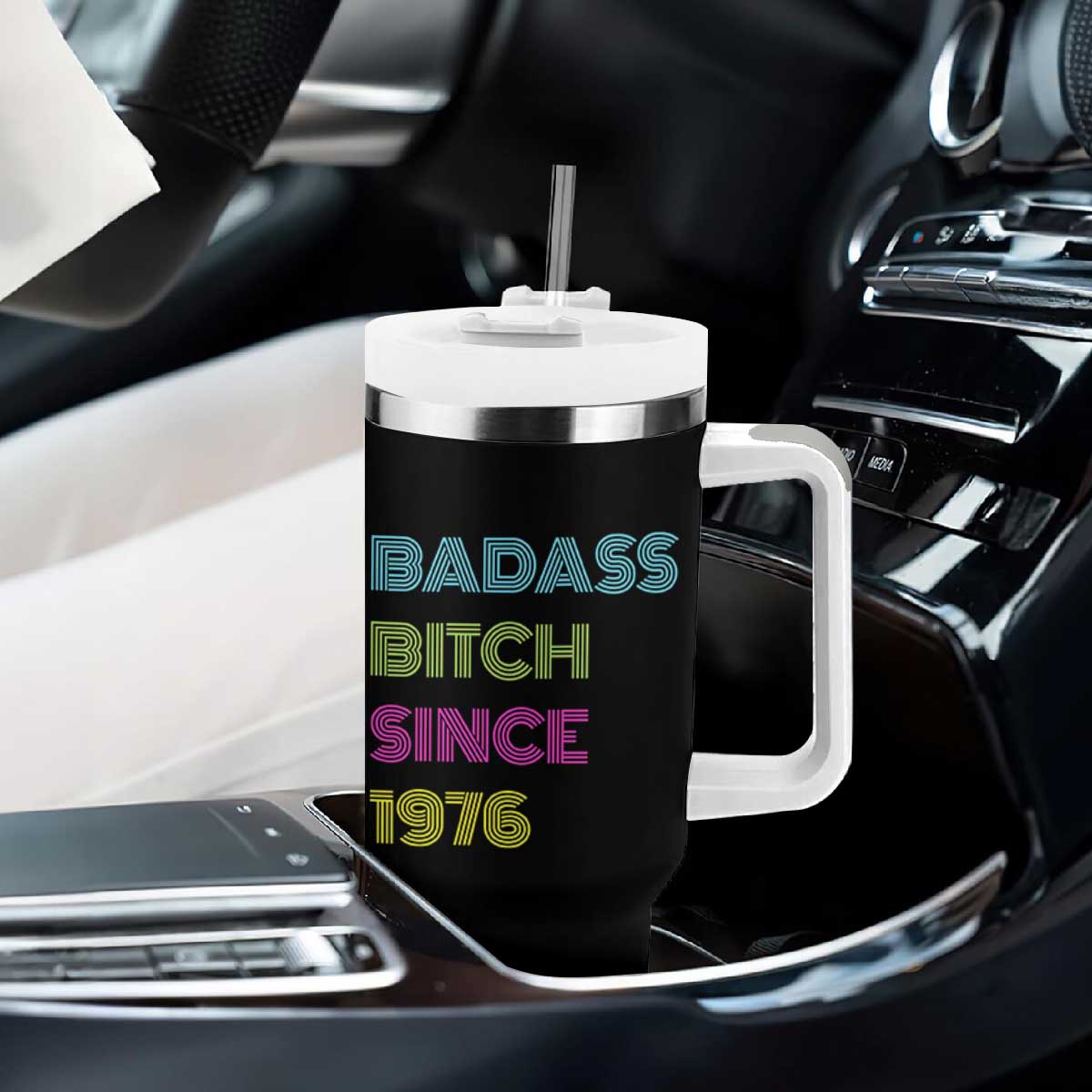 Funny 50th Birthday Tumbler With Handle Retro Vintage Badass Bih Since 1976 TS10 Print Your Wear