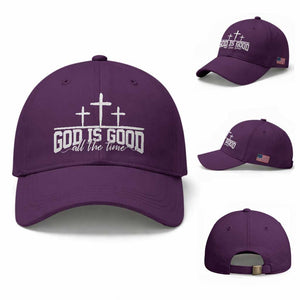 God Is Good Baseball Cap Jesus Cross Minimal Religious Faith Bible Verse Inspirational TS10 Baseball Cap Universal Fit Purple Print Your Wear
