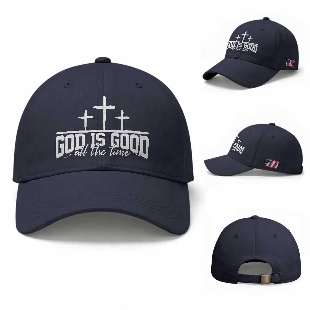 God Is Good Baseball Cap Jesus Cross Minimal Religious Faith Bible Verse Inspirational TS10 Baseball Cap Universal Fit Navy Print Your Wear