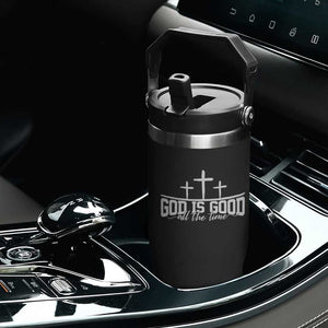 God Is Good Flip Straw Tumbler Jesus Cross Minimal Religious Faith Bible Verse Inspirational TS10 Print Your Wear