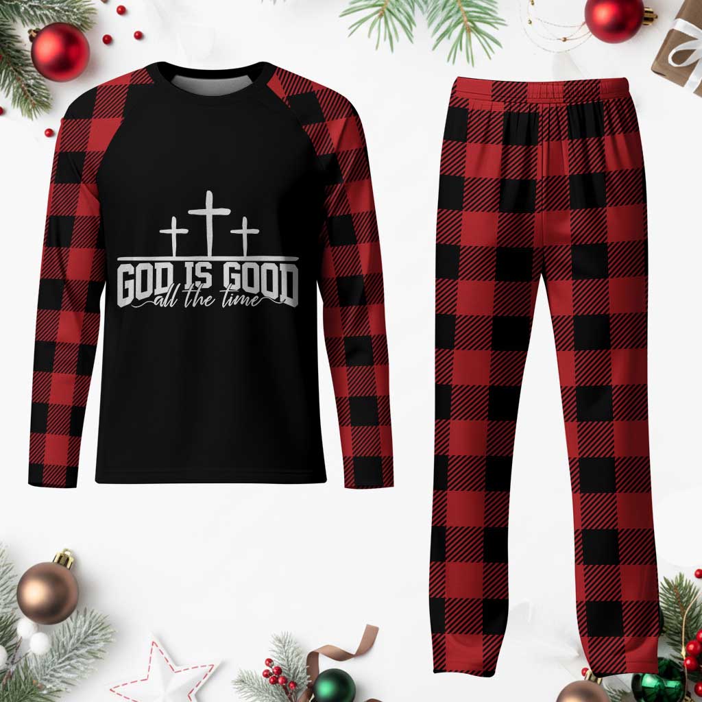 God Is Good Plaid Pajama Set Jesus Cross Minimal Religious Faith Bible Verse Inspirational TS10 Buffalo Plaid Print Your Wear
