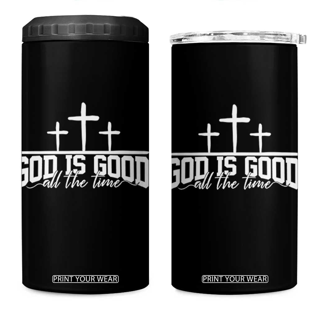God Is Good 4 in 1 Can Cooler Tumbler Jesus Cross Minimal Religious Faith Bible Verse Inspirational TS10 One Size: 16 oz Black Print Your Wear