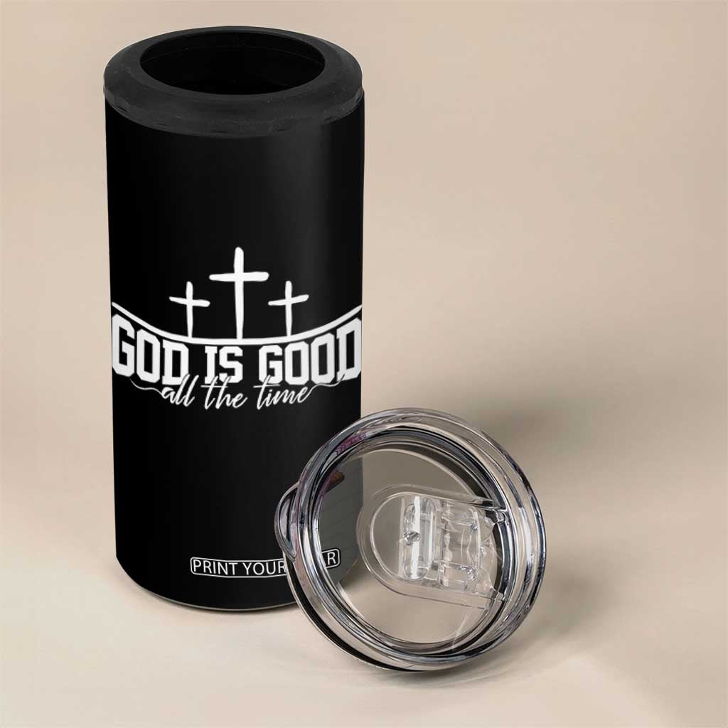 God Is Good 4 in 1 Can Cooler Tumbler Jesus Cross Minimal Religious Faith Bible Verse Inspirational TS10 Print Your Wear