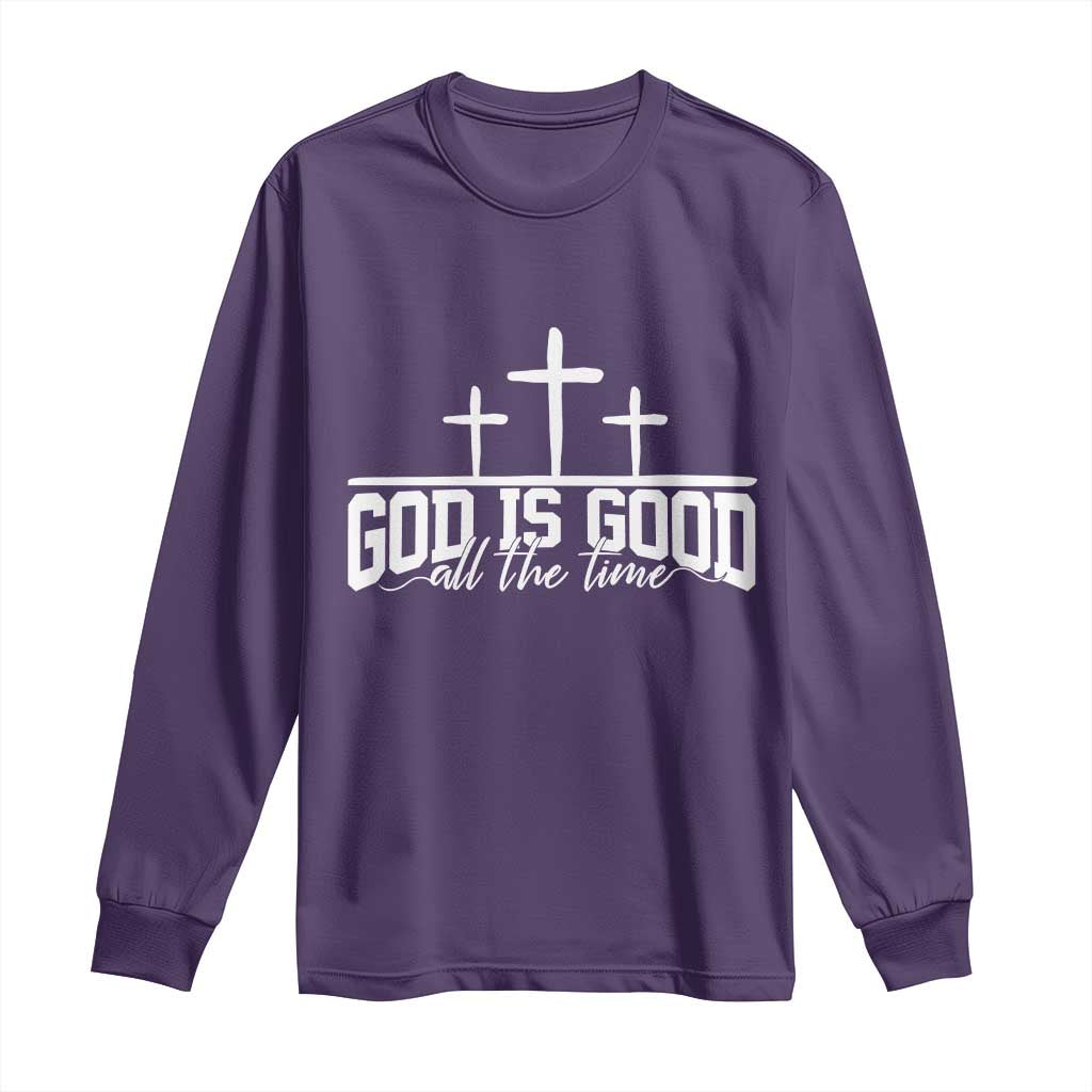 God Is Good Long Sleeve Shirt Jesus Cross Minimal Religious Faith Bible Verse Inspirational TS10 Purple Print Your Wear