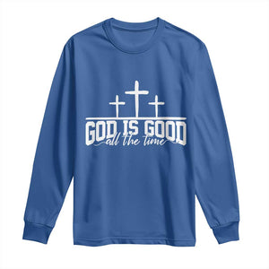 God Is Good Long Sleeve Shirt Jesus Cross Minimal Religious Faith Bible Verse Inspirational TS10 Royal Blue Print Your Wear