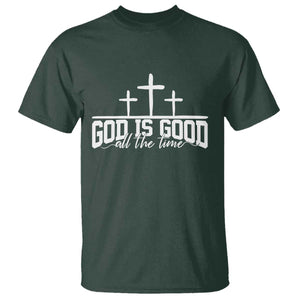 God Is Good T Shirt Jesus Cross Minimal Religious Faith Bible Verse Inspirational TS10 Dark Forest Green Print Your Wear