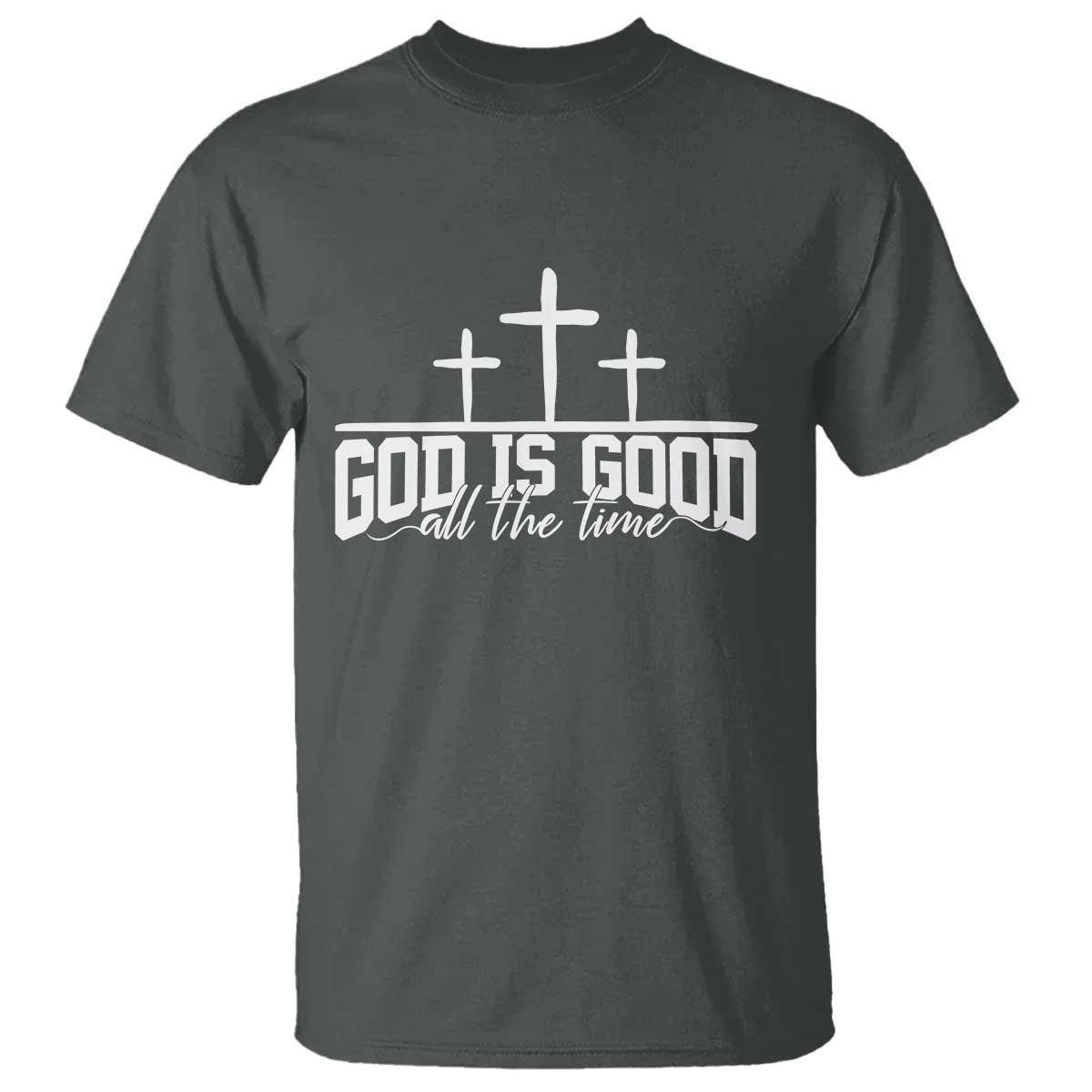 God Is Good T Shirt Jesus Cross Minimal Religious Faith Bible Verse Inspirational TS10 Dark Heather Print Your Wear