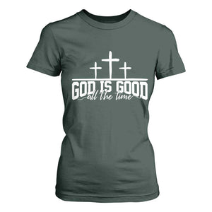 God Is Good T Shirt For Women Jesus Cross Minimal Religious Faith Bible Verse Inspirational TS10 Dark Forest Green Print Your Wear