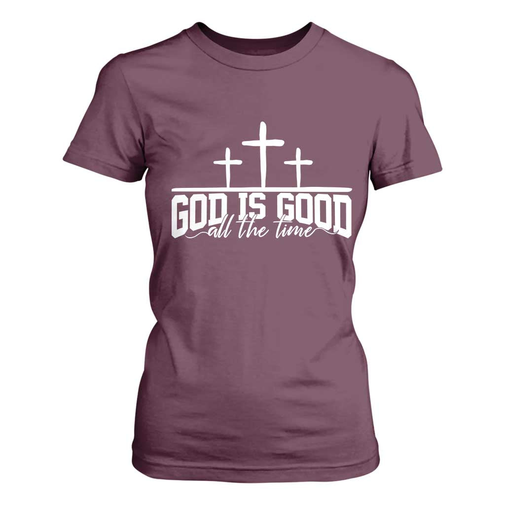 God Is Good T Shirt For Women Jesus Cross Minimal Religious Faith Bible Verse Inspirational TS10 Maroon Print Your Wear