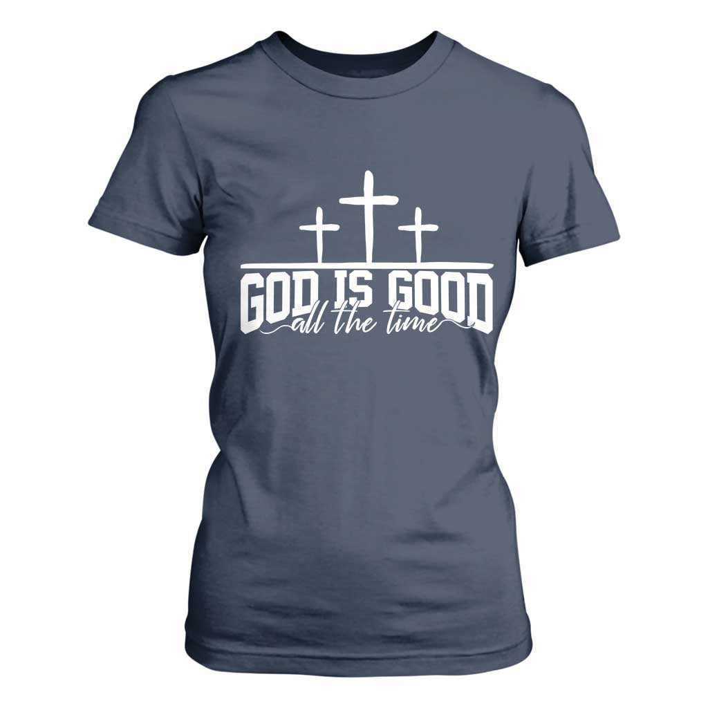 God Is Good T Shirt For Women Jesus Cross Minimal Religious Faith Bible Verse Inspirational TS10 Navy Print Your Wear