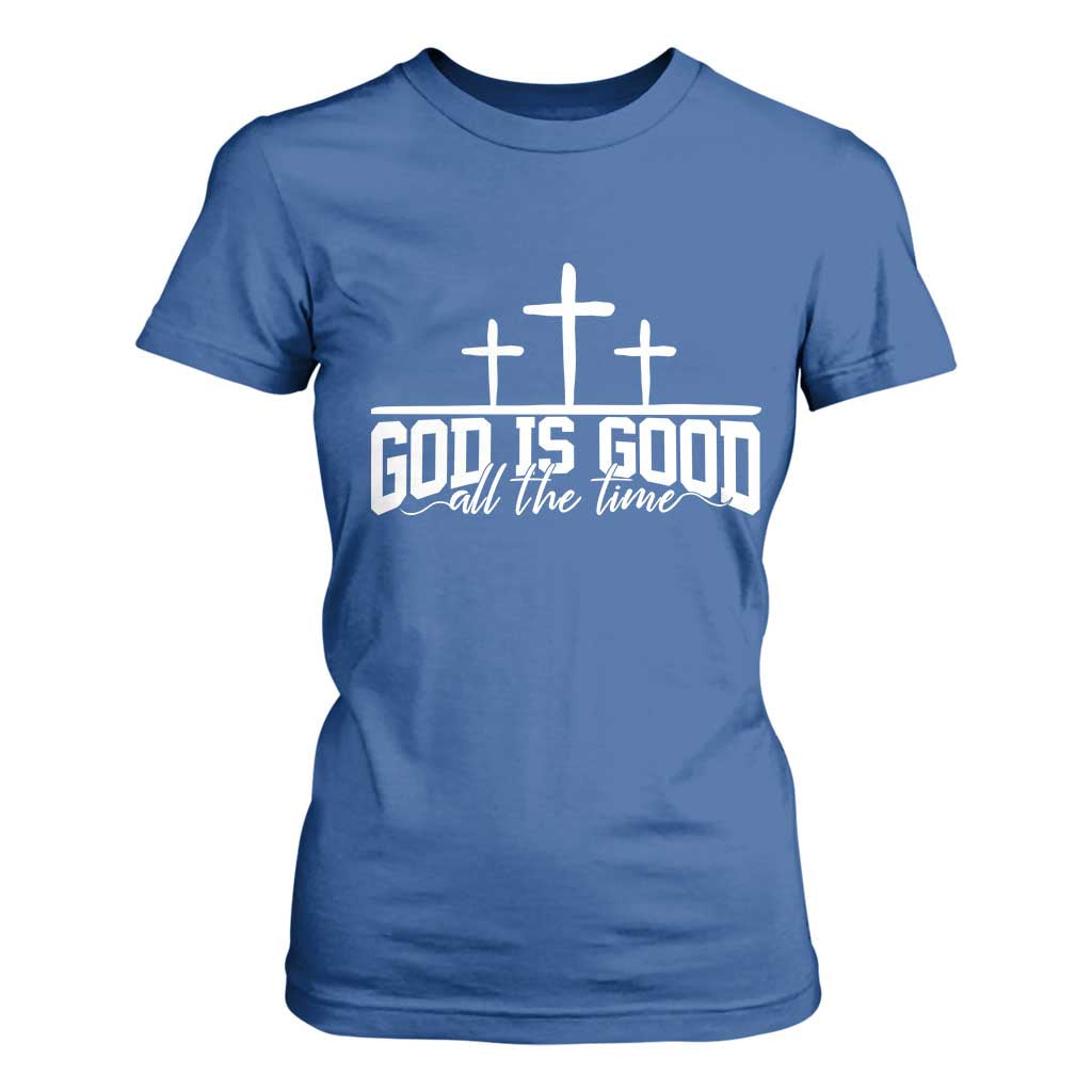 God Is Good T Shirt For Women Jesus Cross Minimal Religious Faith Bible Verse Inspirational TS10 Royal Blue Print Your Wear