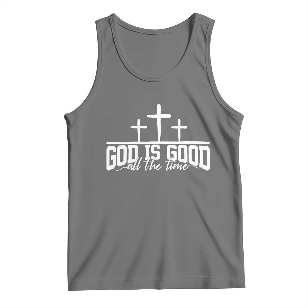 God Is Good Tank Top Jesus Cross Minimal Religious Faith Bible Verse Inspirational TS10 Black Heather Print Your Wear