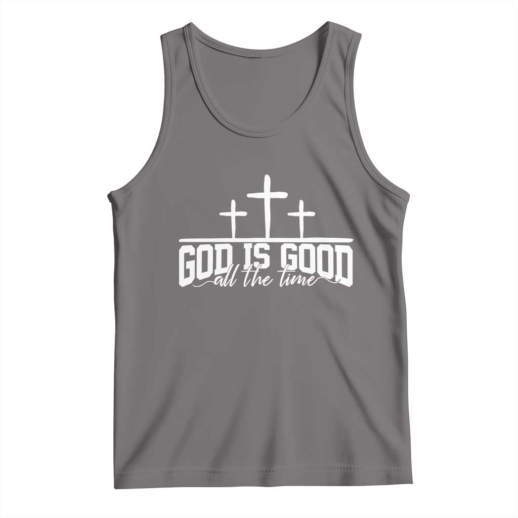 God Is Good Tank Top Jesus Cross Minimal Religious Faith Bible Verse Inspirational TS10 Deep Heather Print Your Wear