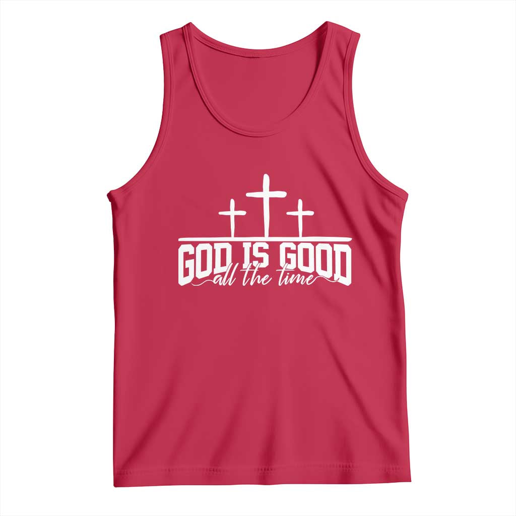 God Is Good Tank Top Jesus Cross Minimal Religious Faith Bible Verse Inspirational TS10 Red Print Your Wear