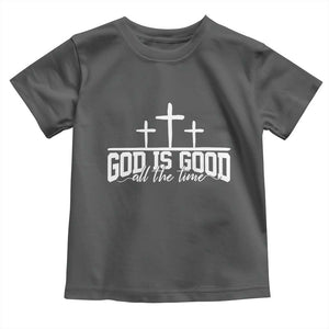 God Is Good Toddler T Shirt Jesus Cross Minimal Religious Faith Bible Verse Inspirational TS10 Dark Heather Print Your Wear