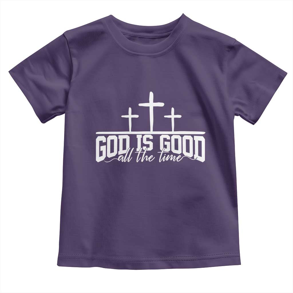 God Is Good Toddler T Shirt Jesus Cross Minimal Religious Faith Bible Verse Inspirational TS10 Purple Print Your Wear