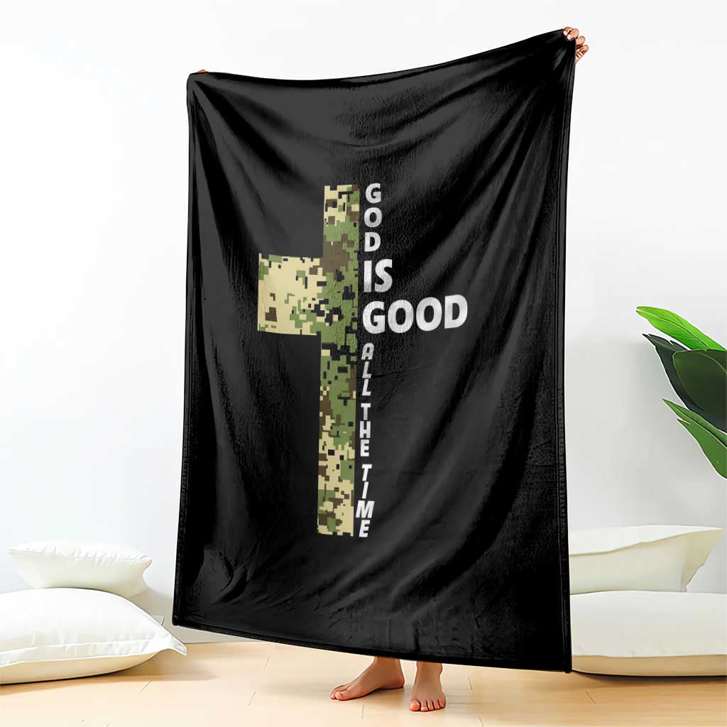 God Is Good Throw Blanket Camo Cross Religious Jesus Faith Bible Verse Inspirational TS10 Print Your Wear