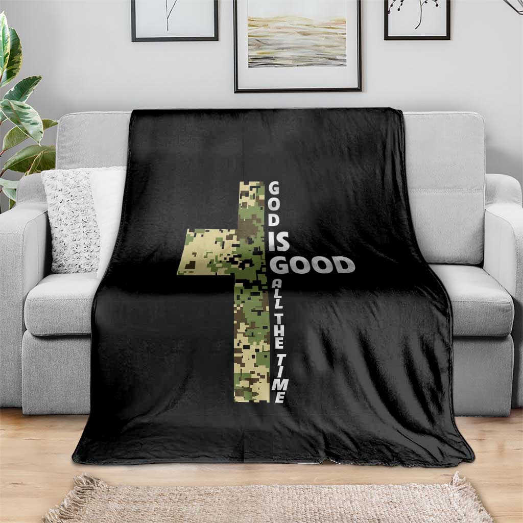 God Is Good Throw Blanket Camo Cross Religious Jesus Faith Bible Verse Inspirational TS10 Print Your Wear