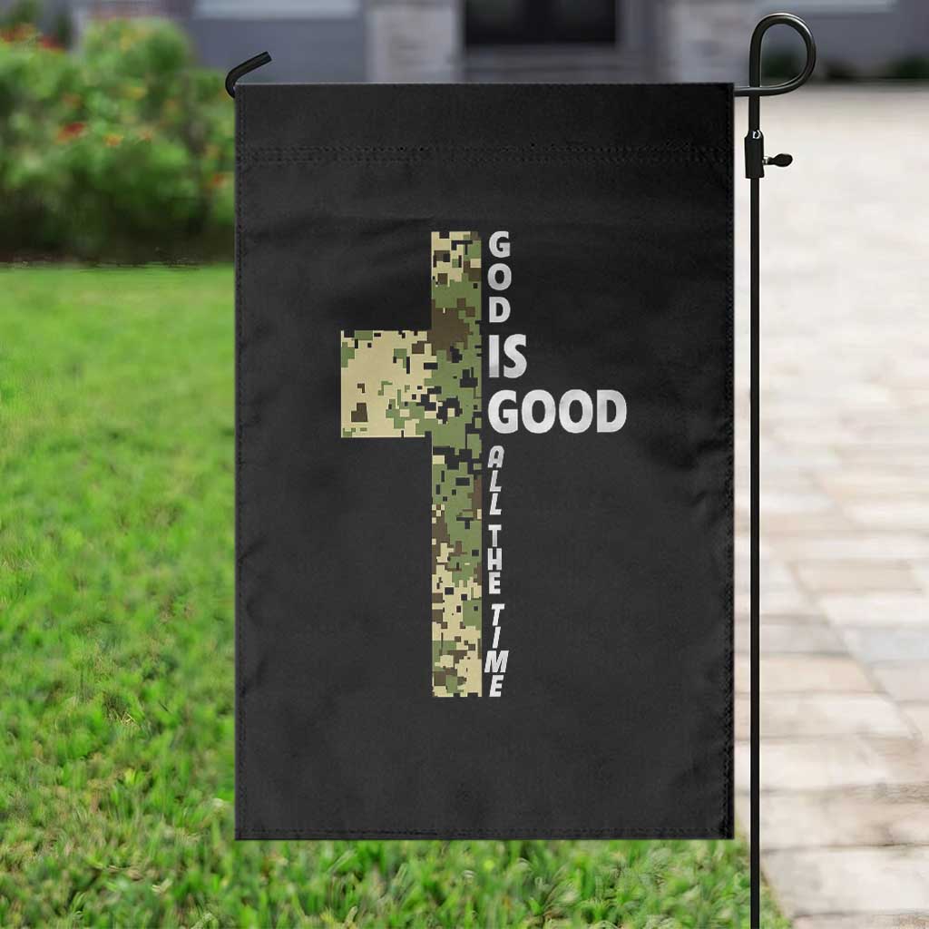 God Is Good Garden Flag Camo Cross Religious Jesus Faith Bible Verse Inspirational TS10 Print Your Wear
