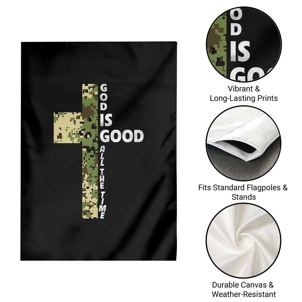 God Is Good Garden Flag Camo Cross Religious Jesus Faith Bible Verse Inspirational TS10 Print Your Wear