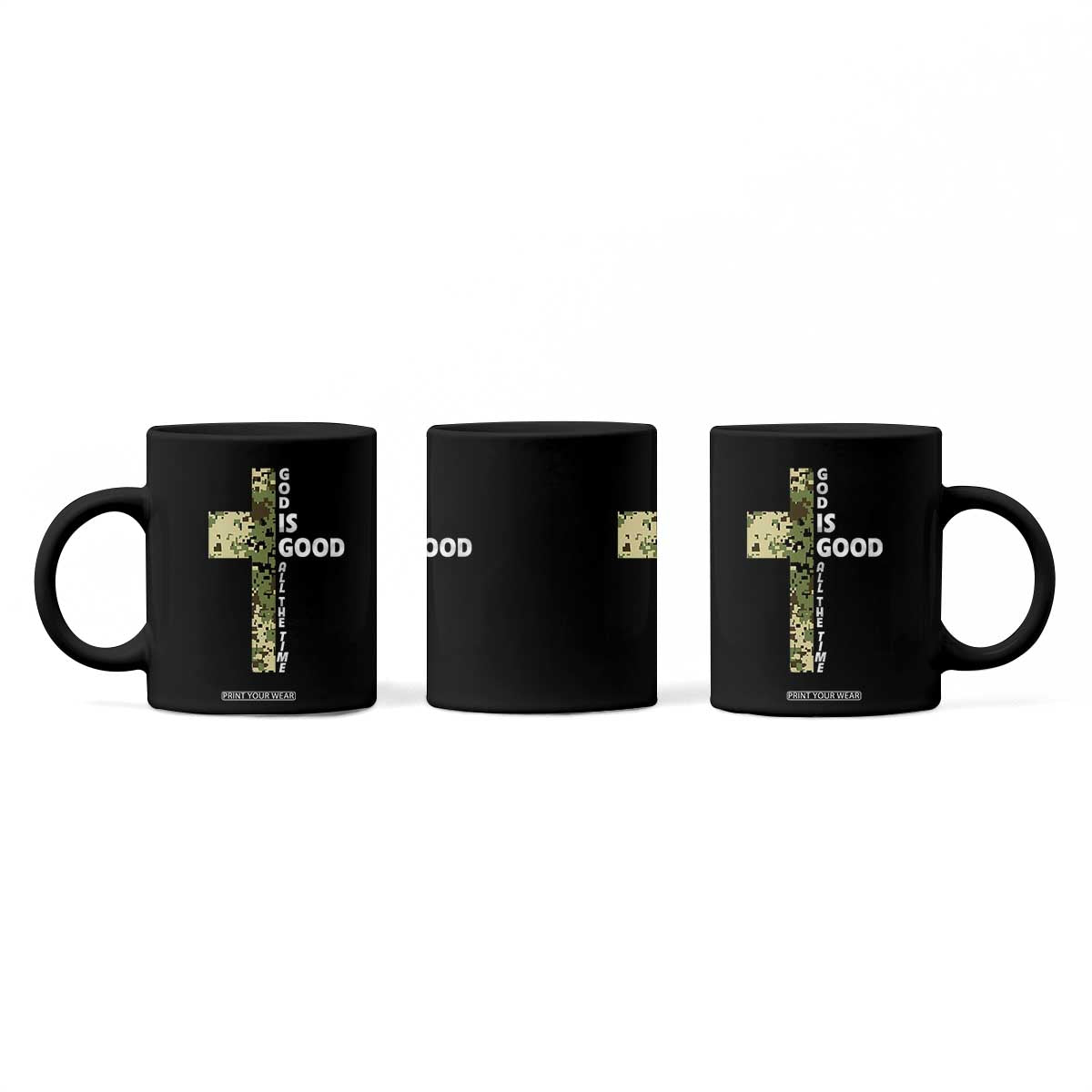 God Is Good Coffee Mug Camo Cross Religious Jesus Faith Bible Verse Inspirational TS10 Print Your Wear