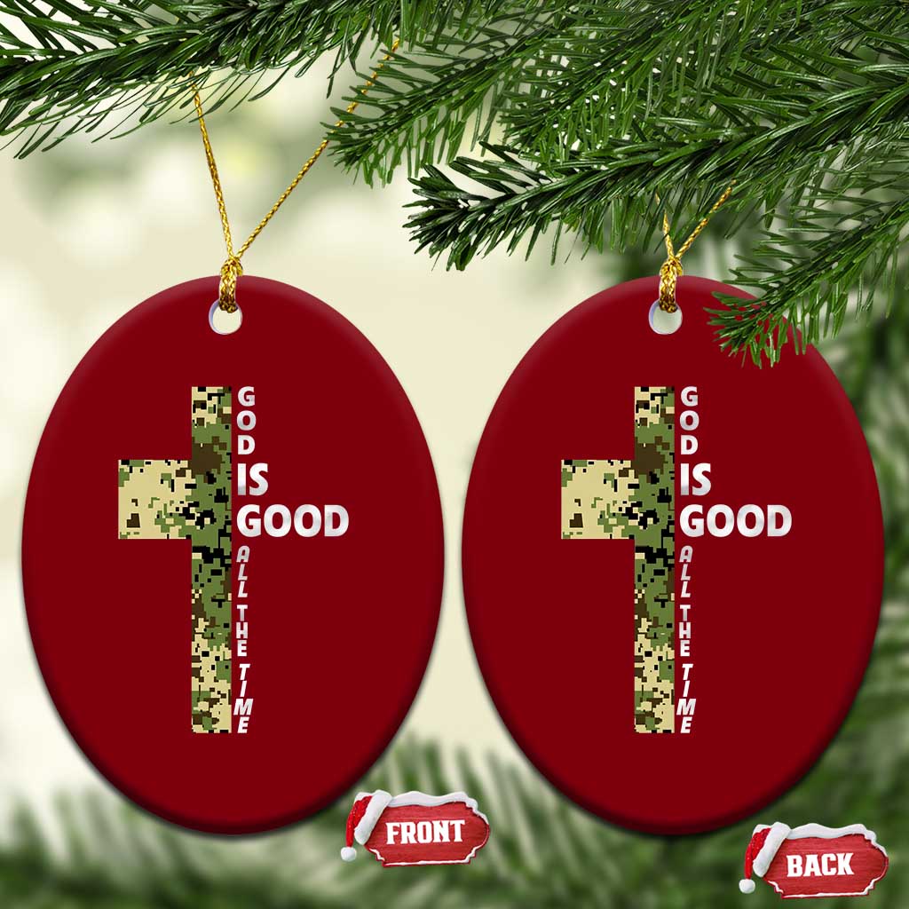 God Is Good Ceramic Ornament Camo Cross Religious Jesus Faith Bible Verse Inspirational TS10 Print Your Wear