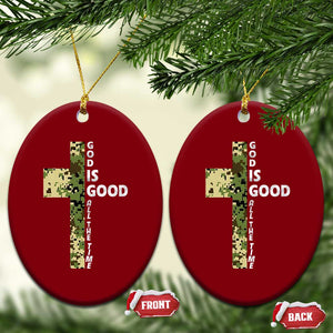 God Is Good Ceramic Ornament Camo Cross Religious Jesus Faith Bible Verse Inspirational TS10 Print Your Wear