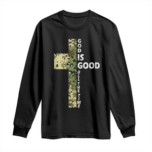God Is Good Long Sleeve Shirt Camo Cross Religious Jesus Faith Bible Verse Inspirational TS10 Black Print Your Wear
