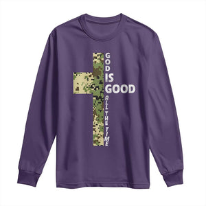 God Is Good Long Sleeve Shirt Camo Cross Religious Jesus Faith Bible Verse Inspirational TS10 Purple Print Your Wear