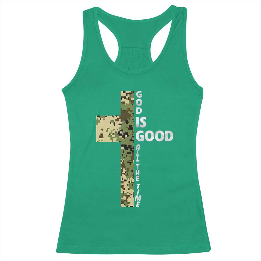 God Is Good Racerback Tank Top Camo Cross Religious Jesus Faith Bible Verse Inspirational TS10 Irish Green Print Your Wear